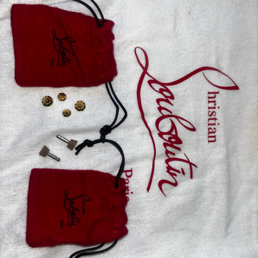 Christian Louboutin Gold and Red Cufflinks